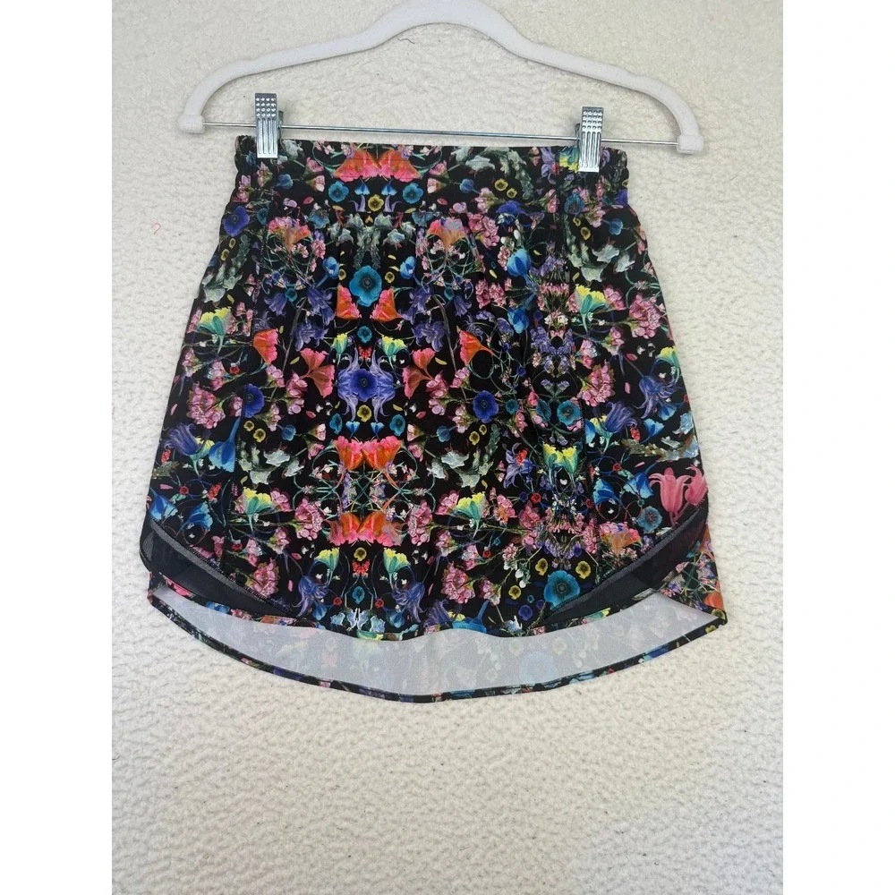Lululemon Hotty Hot‎ High-Rise Skirt Long 4 Flowerscope Black Running Tennis
